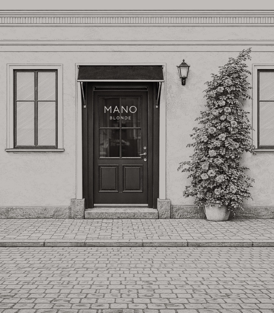 Entrén till frisörsalongen Mano Blonde på Övre Slottsgatan 9 i Uppsala
